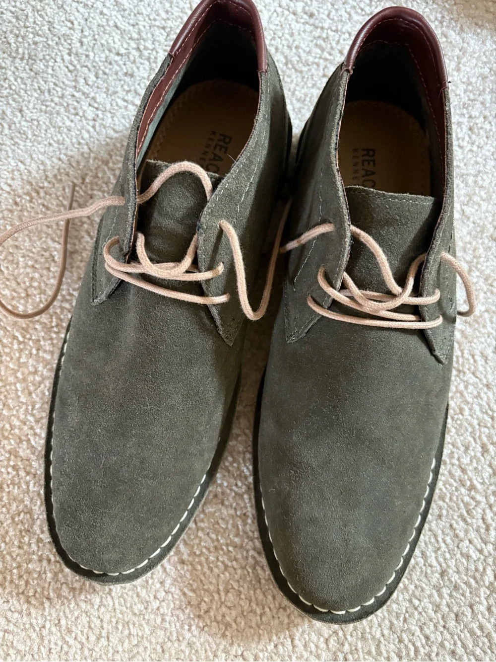 Kenneth Cole Olive Suede Chukka Boots with Tan Laces